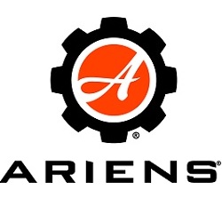 Ariens Logo depicting white letter A inside orange circle with white border and in the middle of a black wheel
