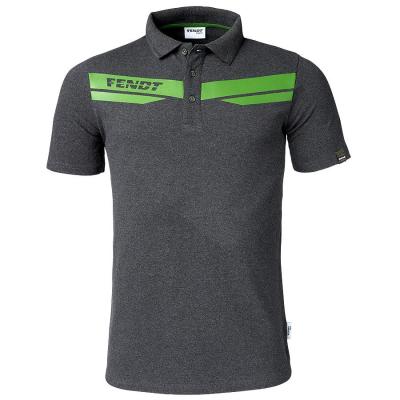 Grey T-shirt with green lines on chest with Fendt logo
