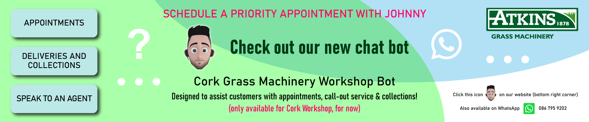 Advertisement for Cork Grass Machinery Workshop Bot