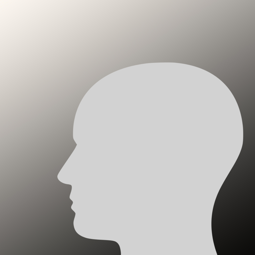 Man's light grey head icon on grey black gradient background