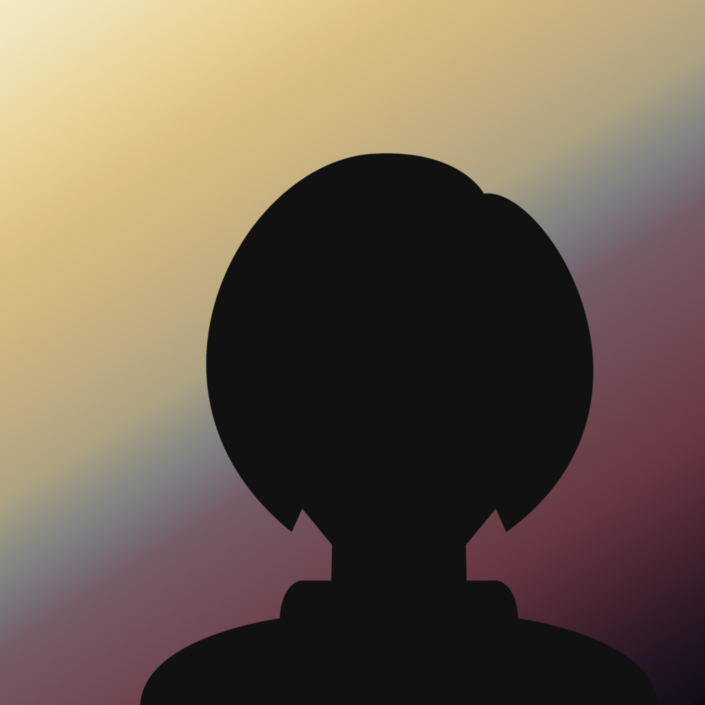 Woman's black head icon on warm gradient background