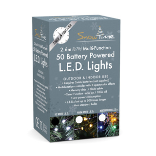 50 Battery Operated LED Ice White Xmas Lights 