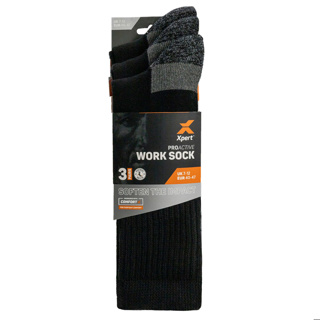 Xpert Pro Active Work Socks 3 Pack, Black