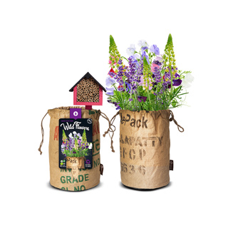Insect Hotel with Purple Wild Flowers Pouches