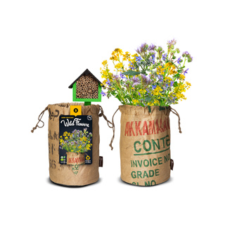 Insect Hotel with Yellow Wild Flower Pouches