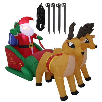 Inflatable LED Santa & Reindeer Sleigh (2.4m)