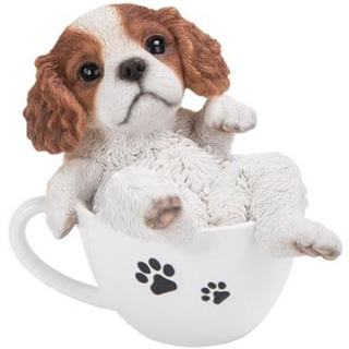 Vivid Arts King Charles Puppy in Tea Cup