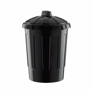 80Lt Black Plastic Dustbin & Lid