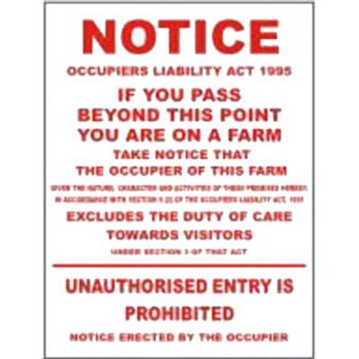 Farm Sign Public Liability Act