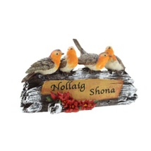 Christmas Robin Sign 'Nollaig Shona'