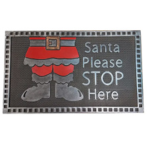 'Santa, Please Stop Here' Rubber Mat (75 x 45cm)