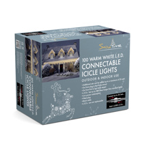 100 Warm White LED Connectable Icicle Lights