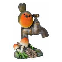Vivid Arts Robin on a Garden Tap Resin Ornament