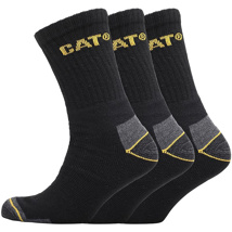 CAT 3 Pack Workwear Cotton Rich Socks, Black 